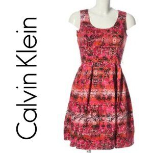 Calvin Klein Pink Snakeskin Print Fit & Flare Dress, Women's Size 10